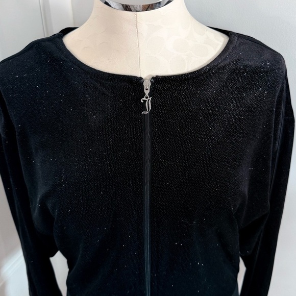 Juicy Couture Velvet Bomber Jacket Black Full Zip - Picture 4 of 8